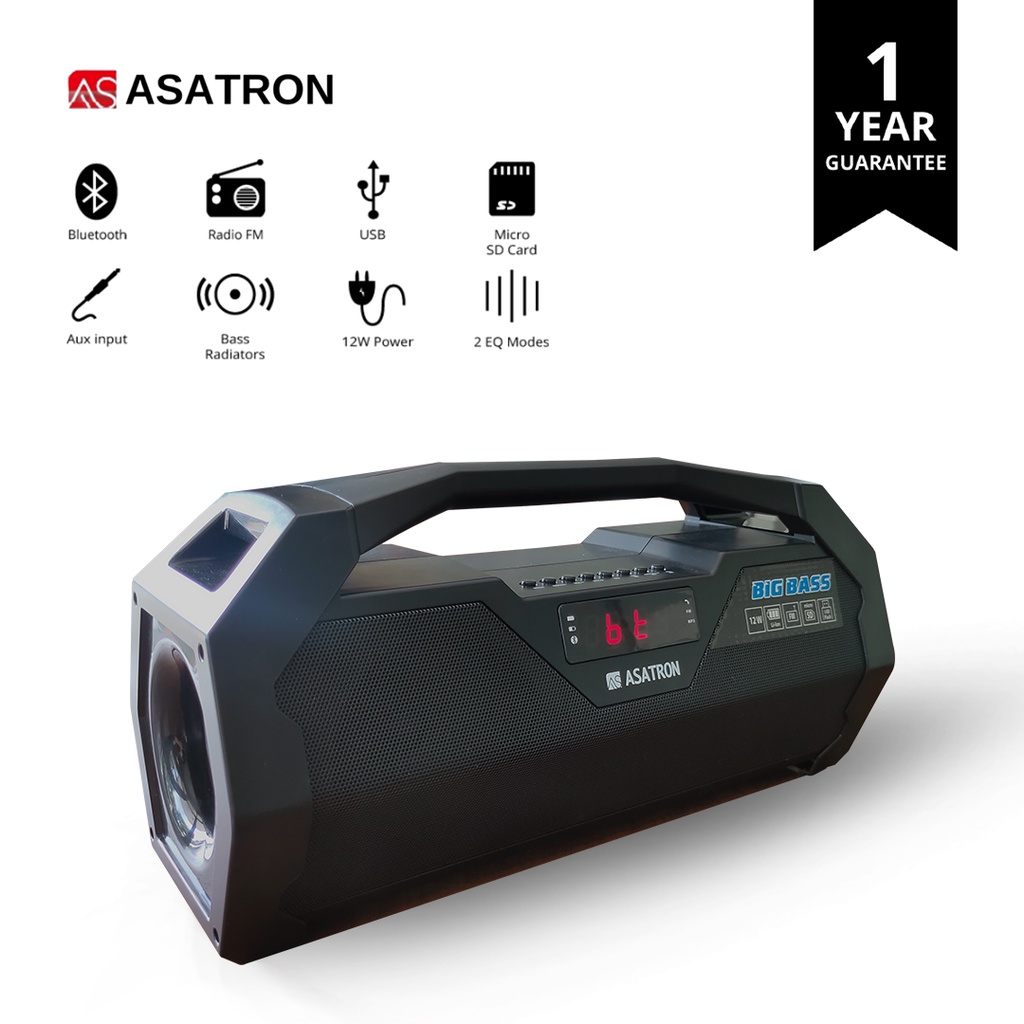 Asatron R-1715 USB Portable Bluetooth Speaker / Radio + Bonus 1 Buah Lampu Led Sikat USB