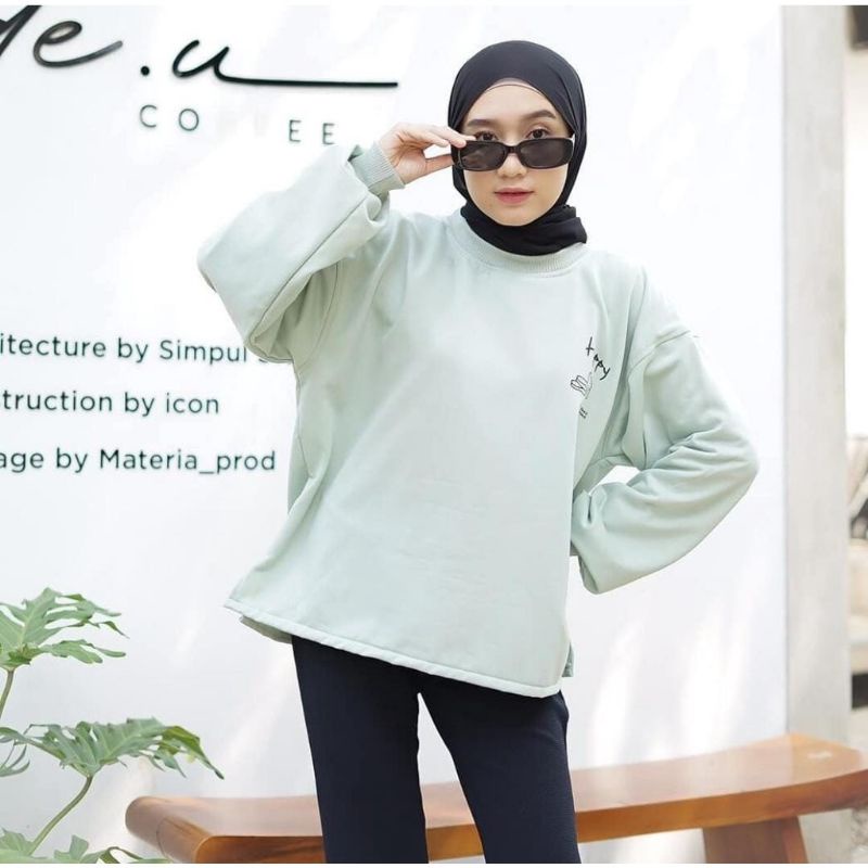 Premium XXL Oversize Sweater Happy Bake Someone Ukuran Jumbo Sweater Pria dan Wanita