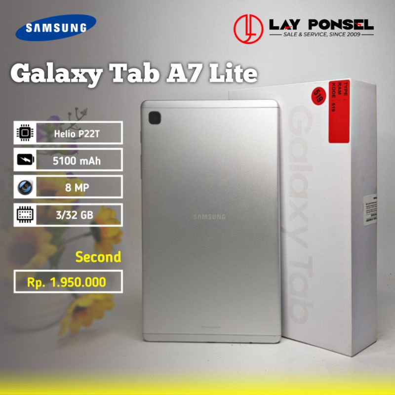 Samsung Tab A7 Lite - Ram 3/32Gb - 8,7inch -Unit Second Muluss garansi