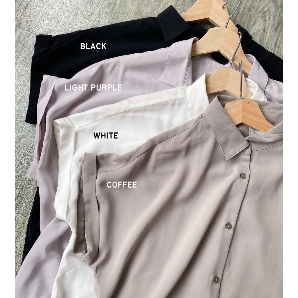 GU Uniqlo Airy Blouse - Shortsleeve Blouse Wanita Casual Original-Coffee