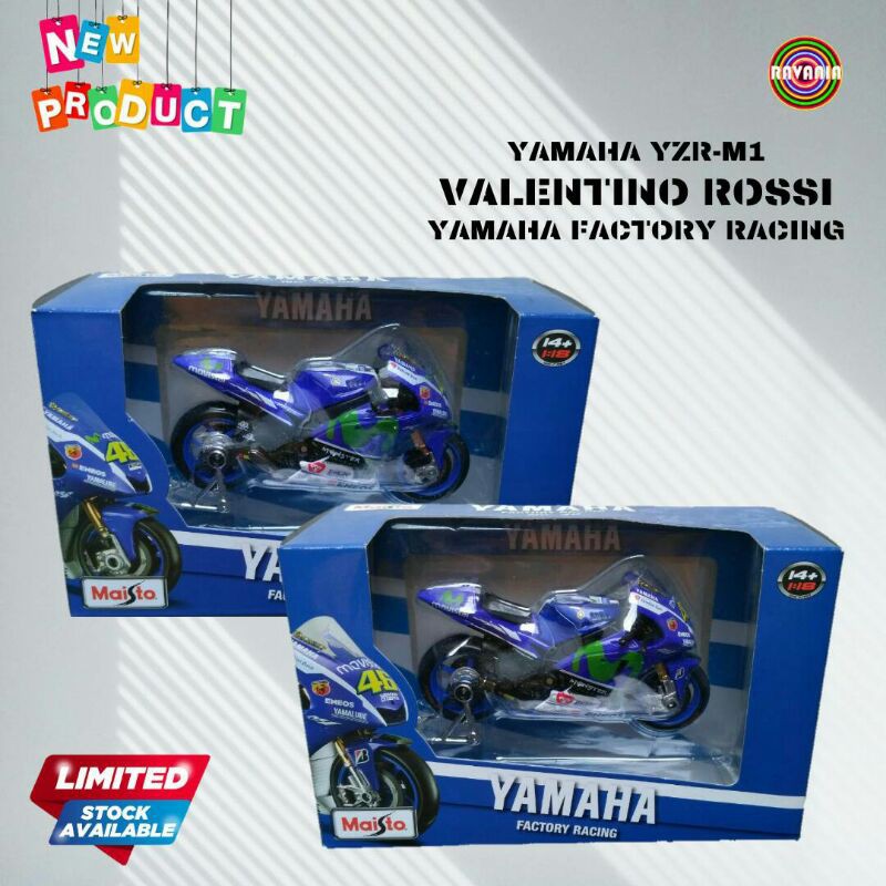 Yamaha YZR-M1 Valentino Rossi VR46 Factory Racing MotoGP - Miniatur Motor Mainan / Diecast by Maisto