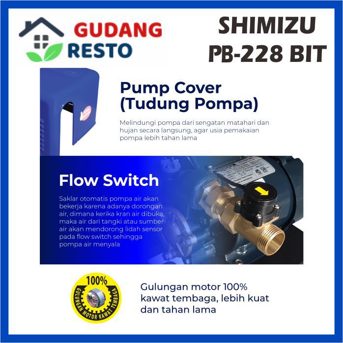 SHIMIZU PB 228 BIT POMPA AIR BOOSTER PUMP OTOMATIS PB228 DORONG FLOW SWITCH 228BIT AUTOMATIC