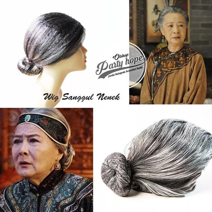 Rambut Palsu Wig Sanggul Nenek Tua / rambut nenek / wig sanggul kostum AR134