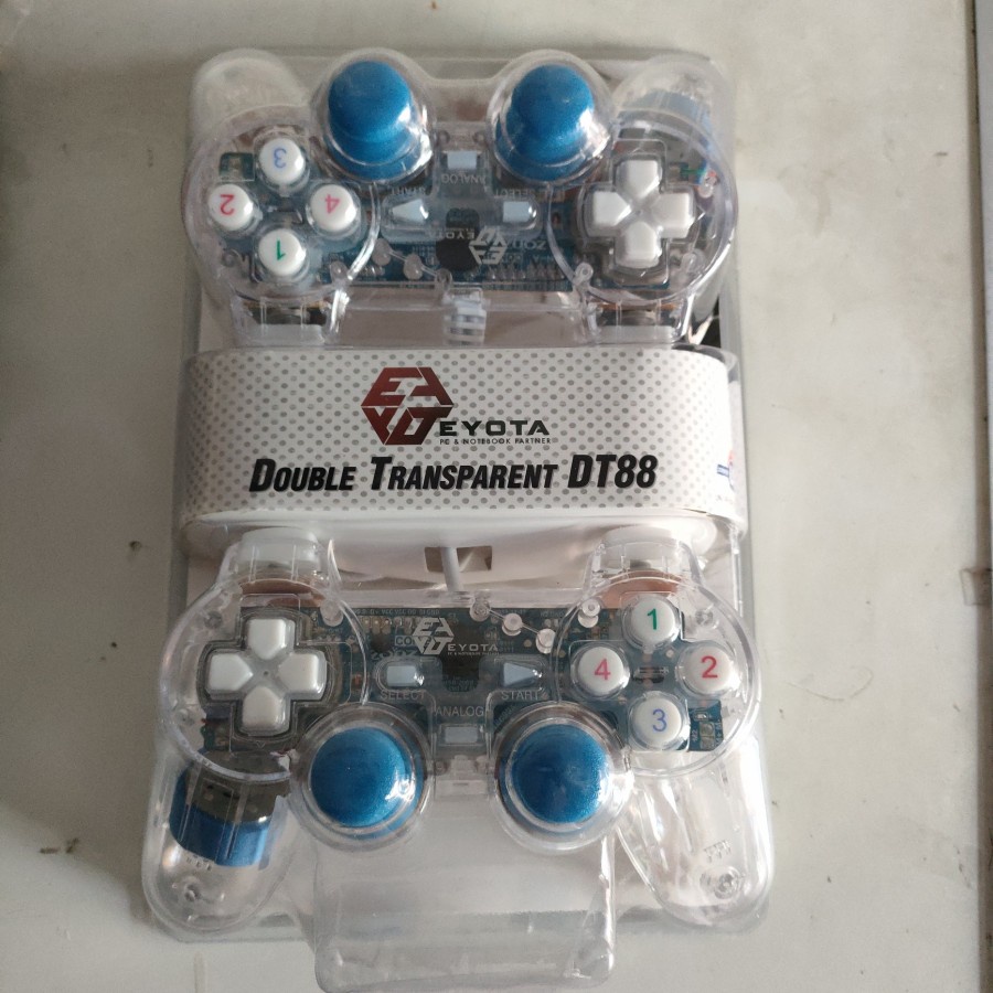 Stik PS PC JOYSTICK PC Laptop Gamepad Double Transparan Usb Eyota