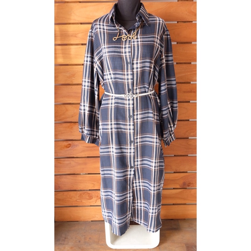 tunik tartan kemeja tunik panjang kotak kotak