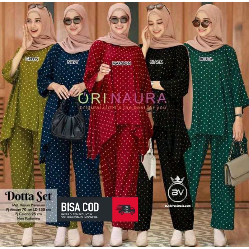 ONE SET 2 in 1 DOTTA (ATASAN  + CELANA ) / PIYAMA RAYON / PJAMAS TIE DYE / SETELAN WANITA KEKINIAN