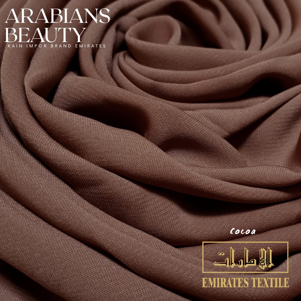 Kain impor emirates textile warna cocoa emboss arabians beauty