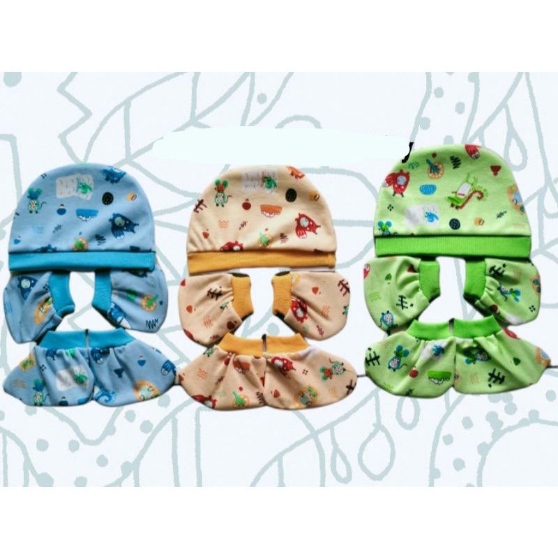 Topi bayi set baru lahir / topi sarung tangan dan kaki bayi