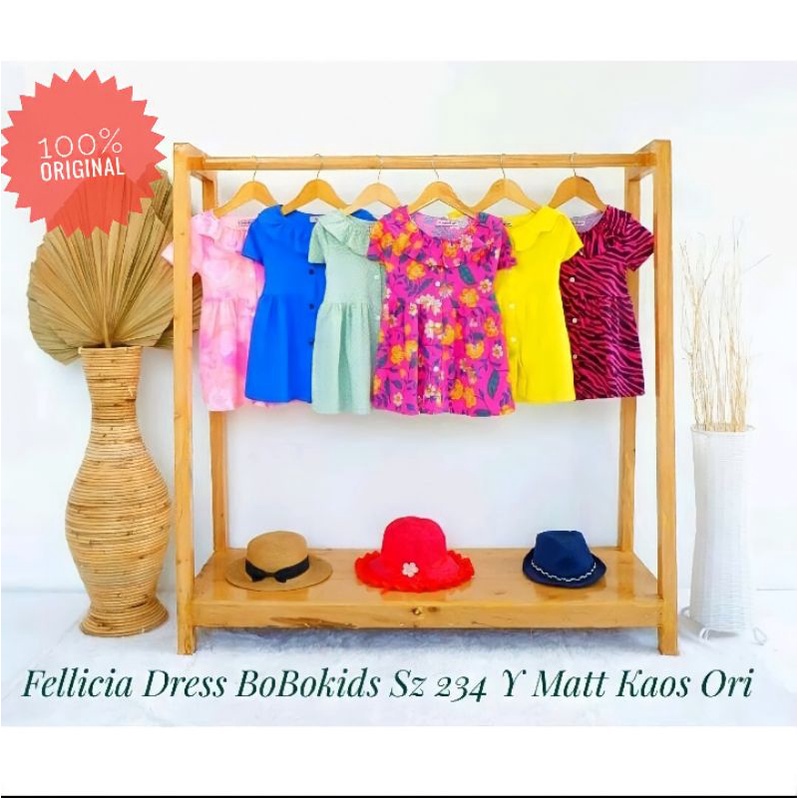 (Bisa Pilih Motif) Baju Dress Anak Perempuan Cewek Fellica Bobokids Size 234 / 1- 3 Tahun