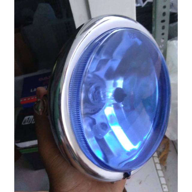 Batok lampu cb pesek set kaca biru