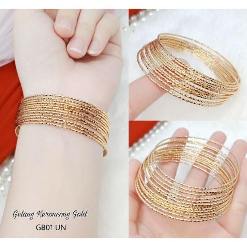 Gelang Keroncong 12pcs Gelang Xuping Perhiasan Lapis Emas