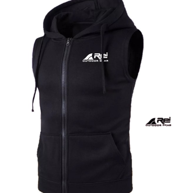 Rompi Pria Hoodie vest Rei outdor - Hitam, M