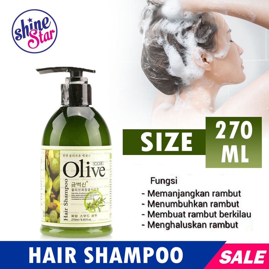 SHINE STAR - Shampoo Olive Oil - Olive Shampo COE -  Shampoo Anti Ranbut Rontok - Perawatan Rambut Rontok / Sampo Anti Ketombe / Sampo Anti-Dandruff - Shampoo Pelurus Rambut Original / Menutrisi Rambut