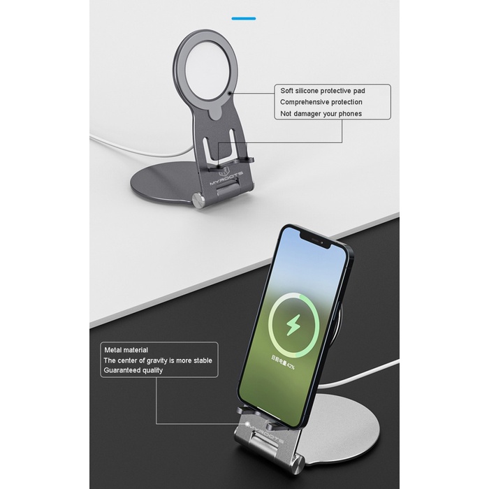 Holder Stand Lipat Smartphone Standing Besi Aluminium Alloy MR-ZJG21 Holder Magsafe Universal