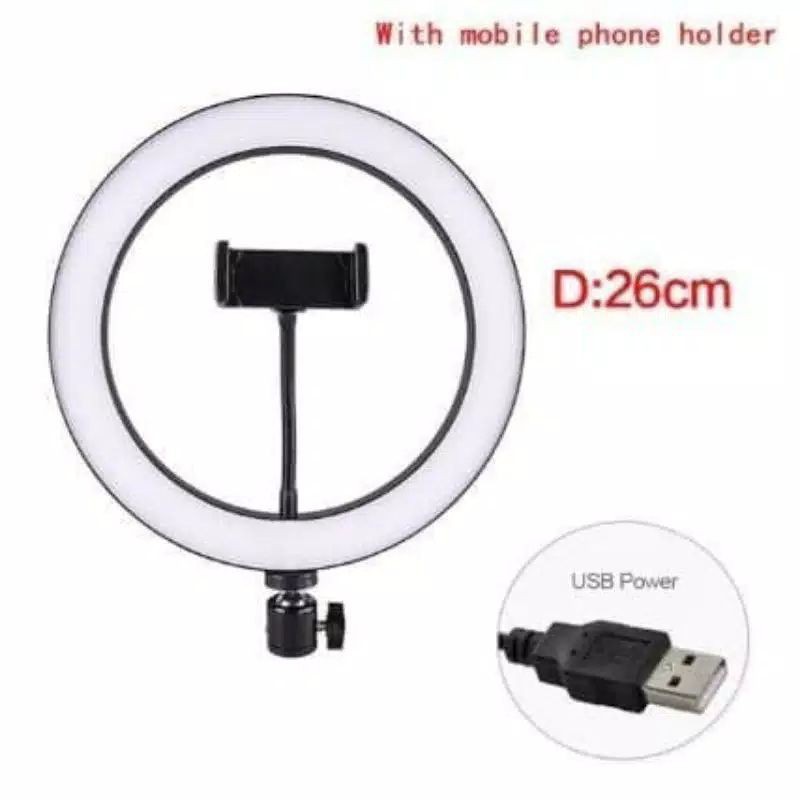 RING LIGHT LED 26CM Lampu 26 cm Make Up Lampu Ringlight Tripod 1,3Meter live