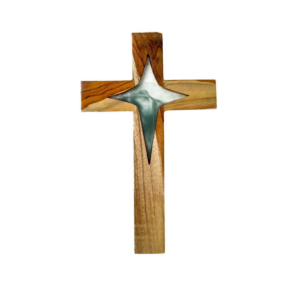 salib epoxy resin kayu jati 26cm