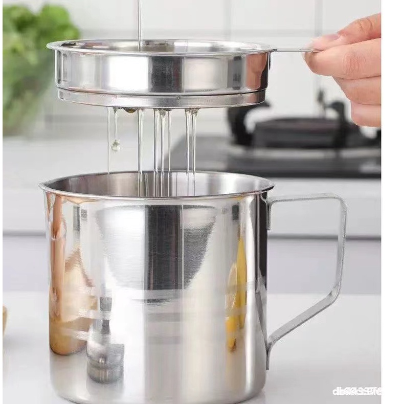 TBOSS Stainless Steel Oil Pot Wadah Cangkir Saringan Minyak Goreng 1.3 Liter