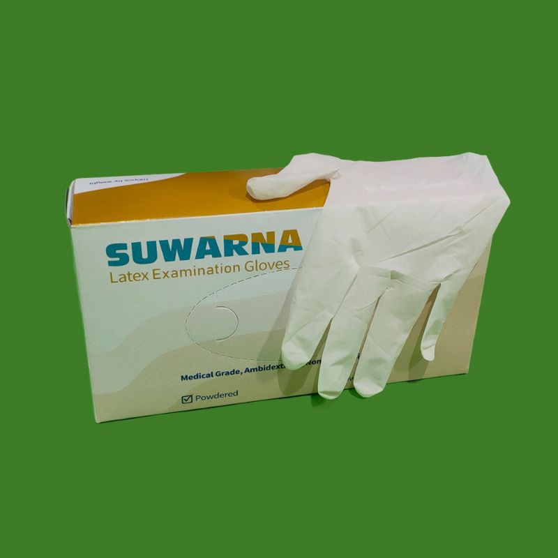 Sarung Tangan Latex Gloves Powdered SUWARNA dan Powder Free