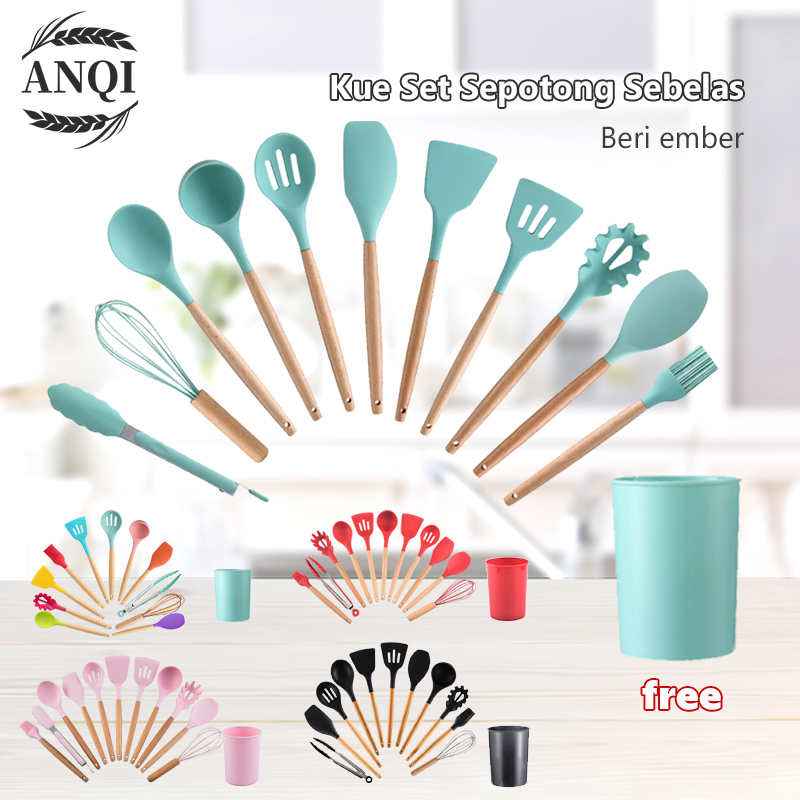 Alat Masak Set Spatula Sehat Tahan Panas Silicone Kitchen tools Set Spatula Silikon BPA-Free 12pcs