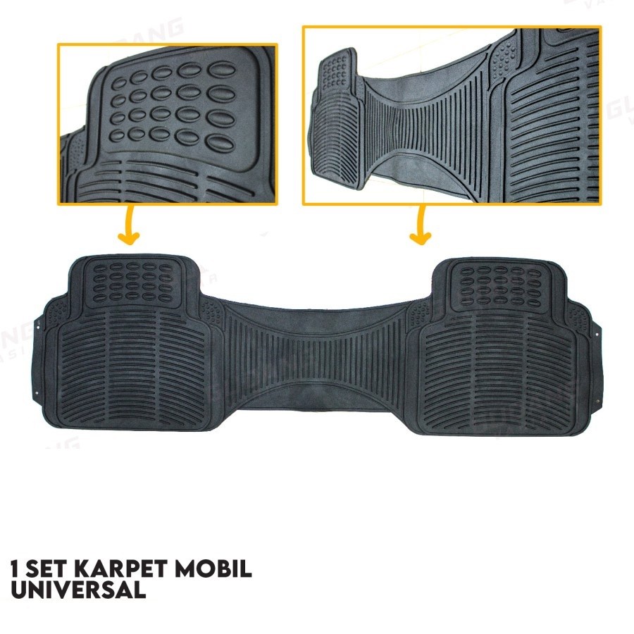 Karpet Karet Mobil 3 pcs Warna Hitam