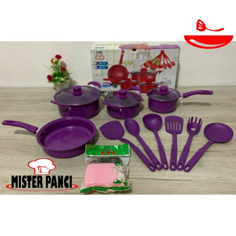 Panci Set Peralatan masak 17 pcs marble GSE