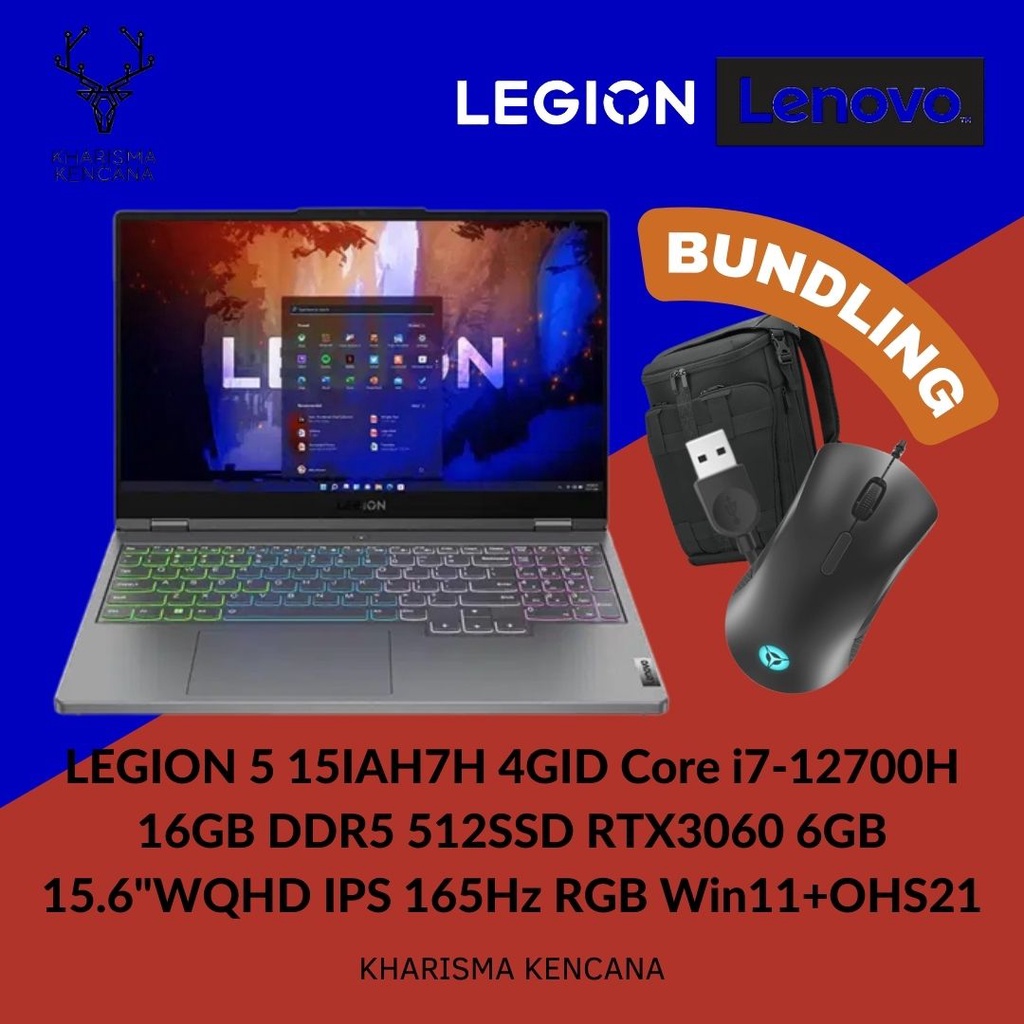 LEGION 5 4GID i7-12700H 16GB DDR5 512SSD RTX3060 6GB 15.6"WQHD W11 OHS