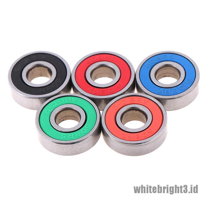 ❤White3 Warna Putih❤ 5pcs ABEC-9 608RS Roda Bola Segel Untuk skateboard / Skuter