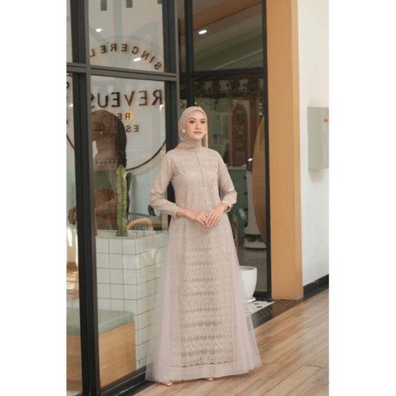 NEW - ALMAHIRA DRESS GOLDEN SKIN by Akita.id ORIGINAL / DRESS LEBARAN BONUS HIJAB FREE