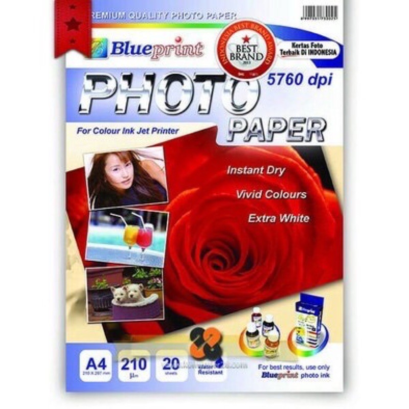 kertas photo glossy/kertas foto glossy blueprint 210 gram a4 20 lembar