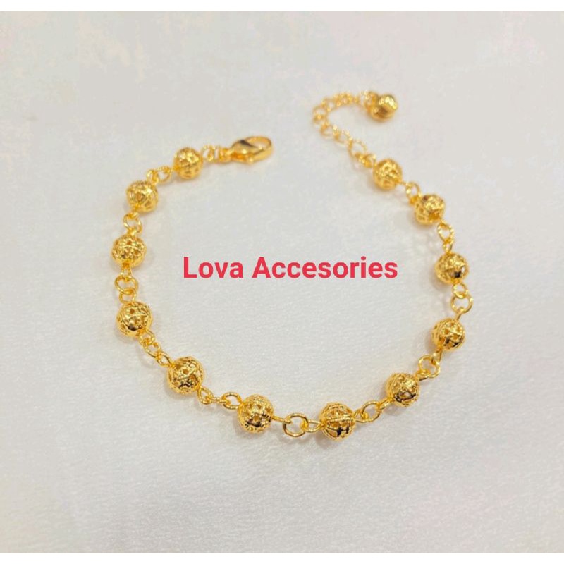 Gelang Bola Rantai Lapis Emas 24k