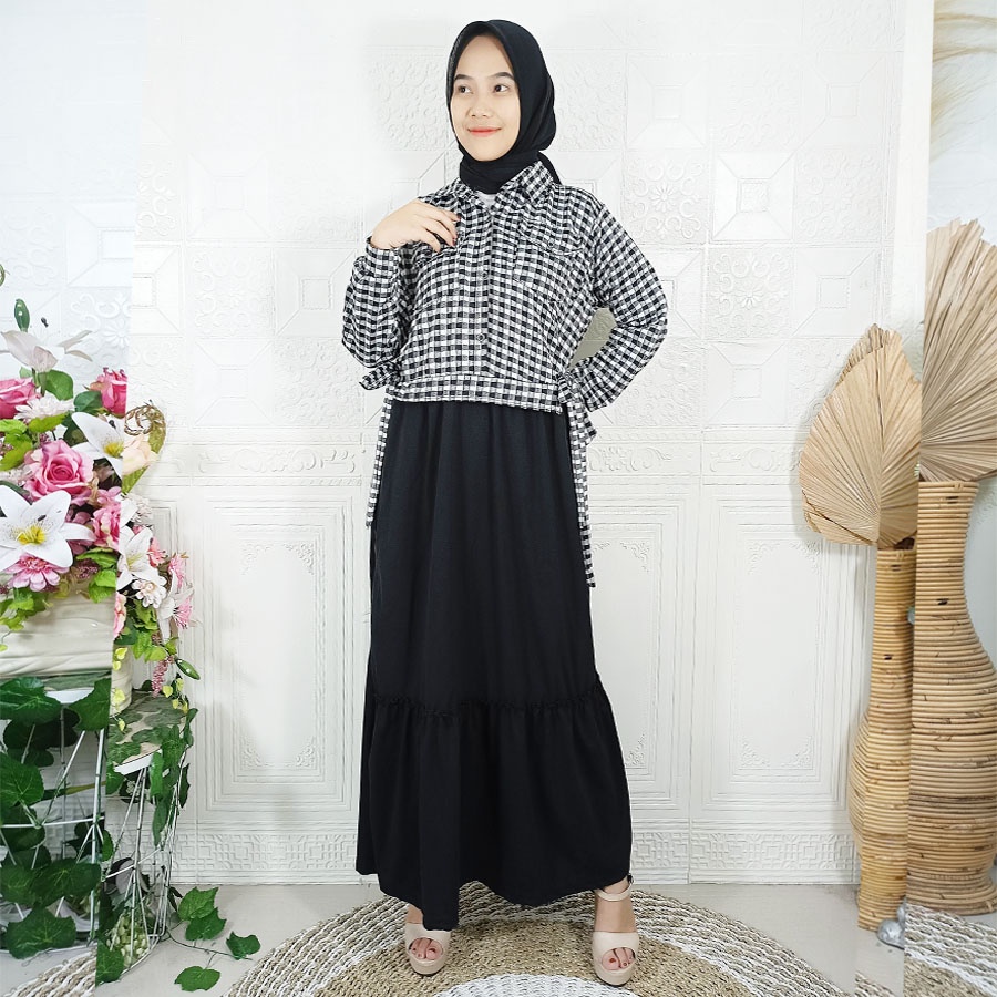 DRESS SHEILLA ROMPI TASYA OUTER KOTAK GL FASHION