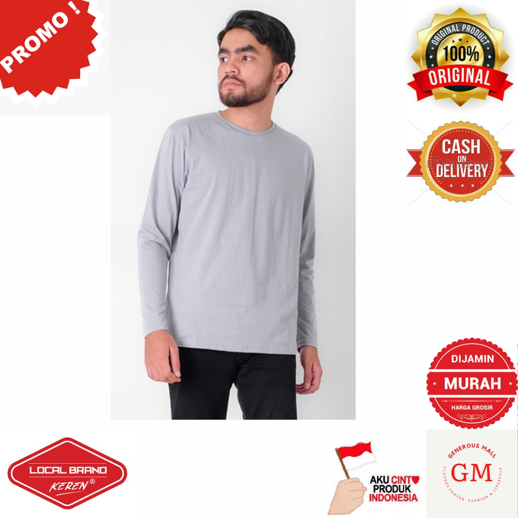Kaos Polos Lengan Panjang Pria Mavvis VS 065 Brand Lokal Original Murah