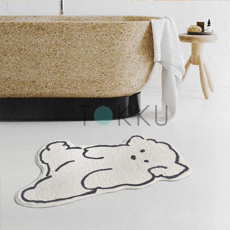 TOKKU Mat / Keset Kaki Bulu 40cmx60cm Gajah Anjing Kucing KARPET KAMAR MANDI KAMAR TIDUR ANTI SLIP LUCU