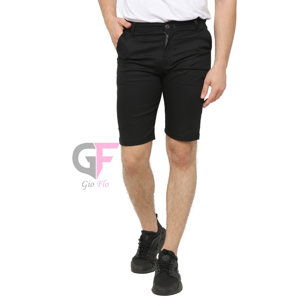 GIOFLO Celana Pendek Casual Chino Pendek Polos Modis Hitam / CLN 789