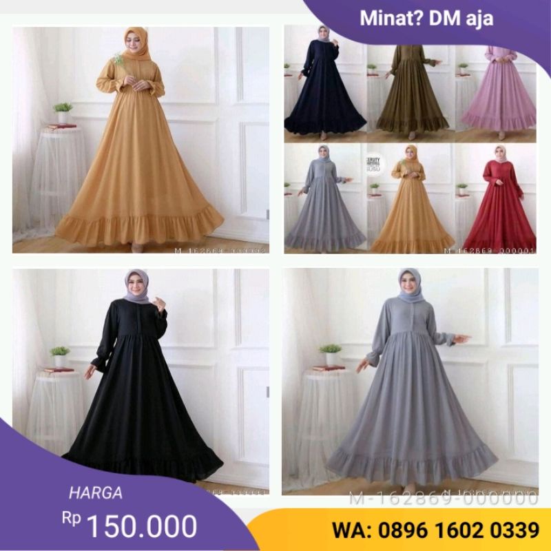 DRESS MUSLIM WANITA GAMIS BABYDOLL CERUTY VRSO-029Warna: Hitam, Marun, Abu, Pink, Hijau army, Lemon,