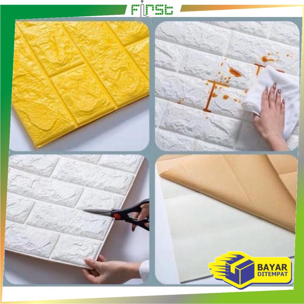 *COD* FH-C55-58 Wallpaper Dinding 3D Wall Sticker Foam Batu Bata Walpaper Dinding Murah WallSticker-6