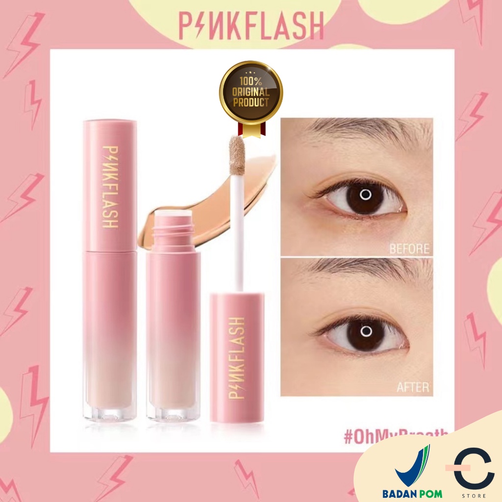 [ORI BPOM] PINKFLASH Lasting Matte Concealer | Pink Flash Liquid Concealer Tahan Air Tahan Lama | PINKFLASH #OhMyBreath Liquid Concealer | Pinkflash Concealer Full Coverage Waterproof Color Corrector BPOM PF-F04