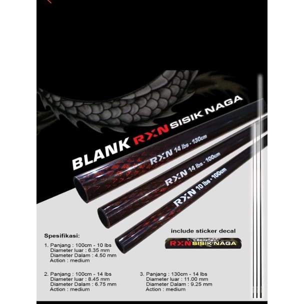 Bahan joran besutan carbon hollow relik Nusantara Sisik naga 130cm 14LB