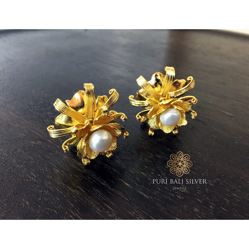 subeng giwang Wijaya kusuma besar silver gold pleted permata mutiara