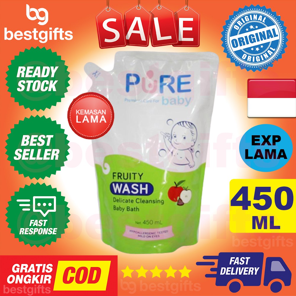 PURE BABY KIDS PUREBABY PUREKIDS WASH REFILL FRUITY 450 ML 450ML SABUN MANDI CAIR BADAN BAYI ANAK