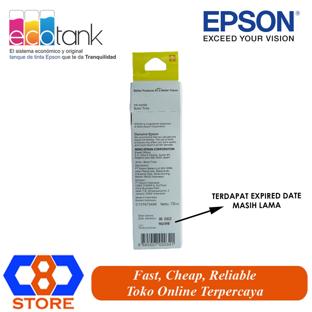 TINTA EPSON L800 L805 L850 673 T6734 YELLOW ORIGINAL