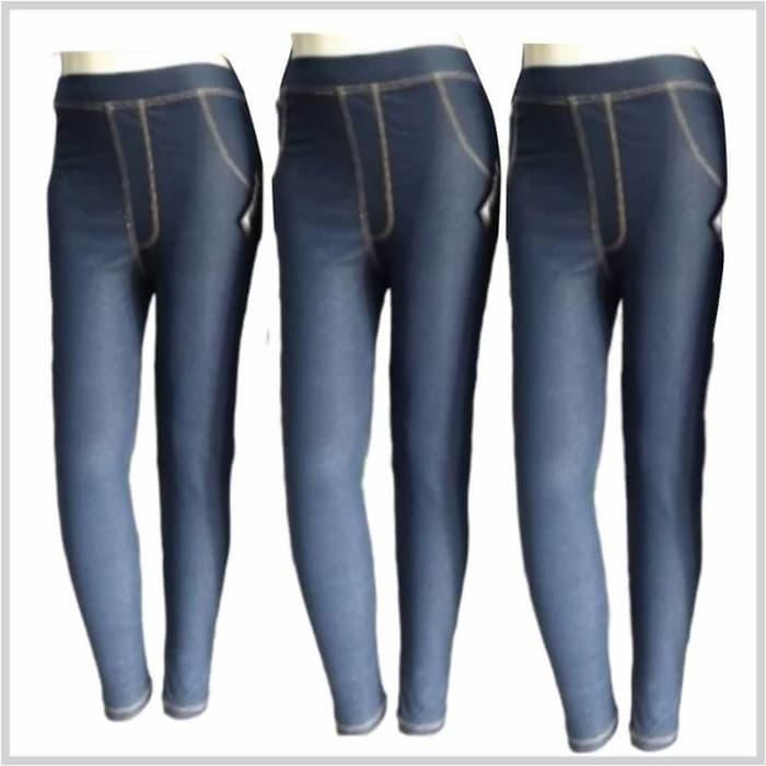 P21- Celana Legging Levis Panjang Wanita/Bahan Denim/Adem, Bagus, Murah - Hitam, Standar