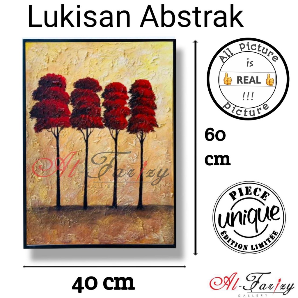 Lukisan Tekstur Timbul Unik Minimalis Kanvas Ukura 40x60 cm