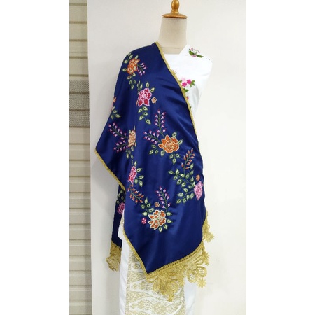 Selendang koto gadang bordir motif kapalo samek-Navy