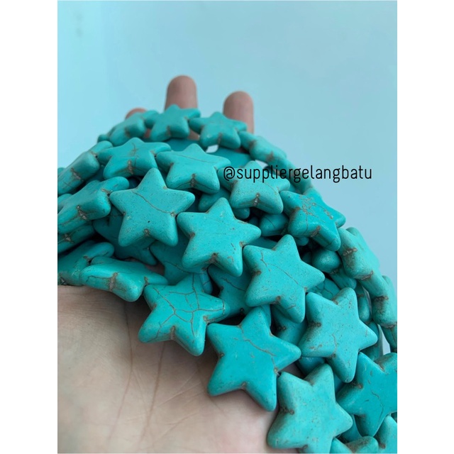 bongkah rough Batu PIRUS BIRU BINTANG 26mm bahan bandul gelang kalung