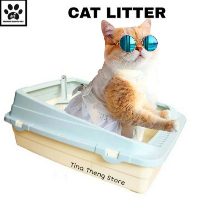 Sale Tempat Pasir Kucing " HUGE DESIGN CAT LITTER BOX " Bak Pasir Kucing - Biru Muda, Persegi