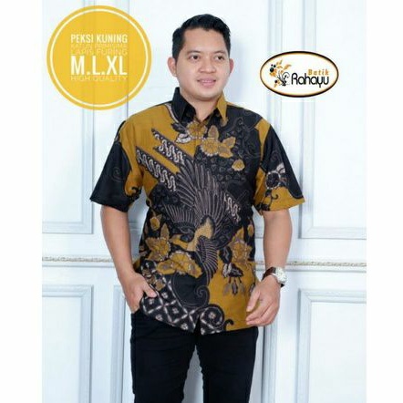 Batik Pria Lengan Panjang Rahayu Peksi Kuning Lapis Full Furing