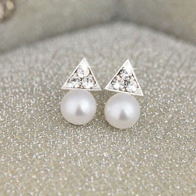 Anting Mutiara Pejantan Kristal Fashion Heart Pearl Crystal Stud Earring Charm Zircon Star Earrings Jewelry for Women Lady Gift-3
