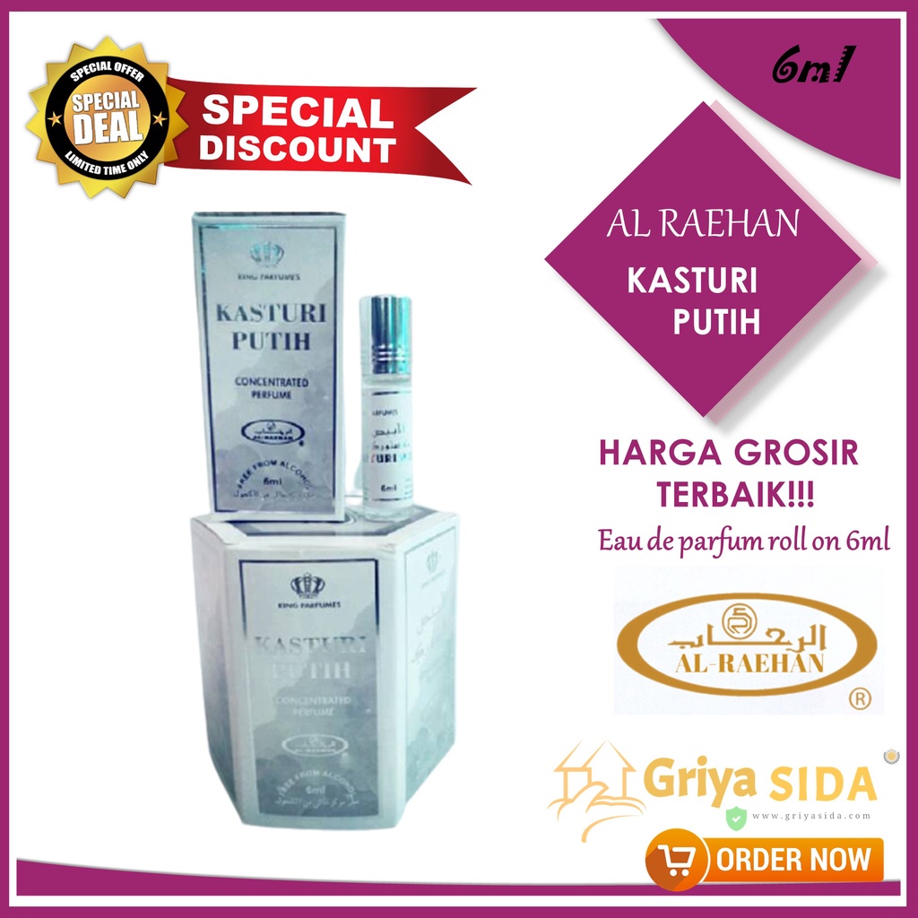 Parfum Kasturi putih 6ml alraehan aroma KASTURI al raehan mirip al rehab parfum Harga grosir PROMO!!