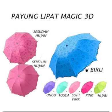 Payung Lipat Ajaib 3D Keluar Motif Bila Kena Air Hujan 3D Magic Umbrella